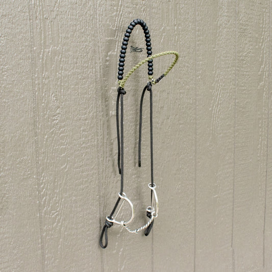 Moss Green Brow Balancer Silicone Beaded Draw Bit Headstall