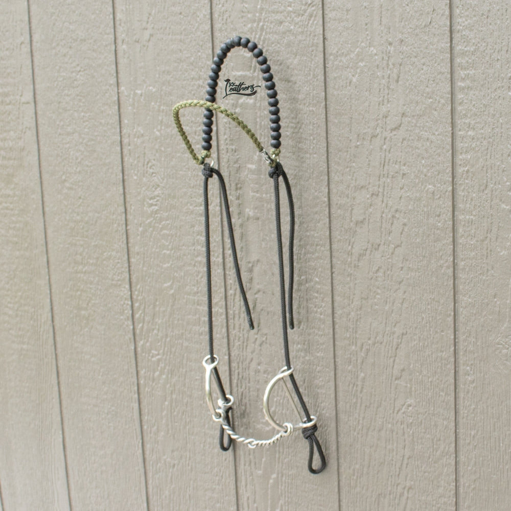 Moss Green Brow Balancer Silicone Beaded Draw Bit Headstall