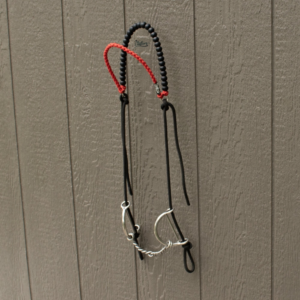 Red Brow Balancer Silicone Beaded Draw Bit Headstall