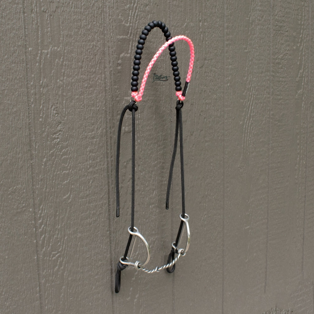 Neon Pink Brow Balancer Silicone Beaded Draw Bit Headstall