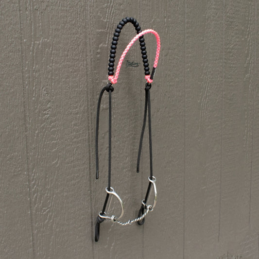 Neon Pink Brow Balancer Silicone Beaded Draw Bit Headstall