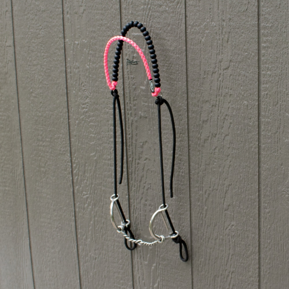 Neon Pink Brow Balancer Silicone Beaded Draw Bit Headstall