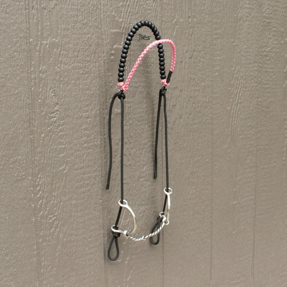 Rose Pink Brow Balancer Silicone Beaded Draw Bit Headstall