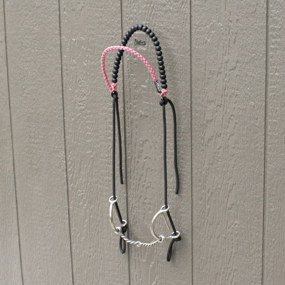 Rose Pink Brow Balancer Silicone Beaded Draw Bit Headstall