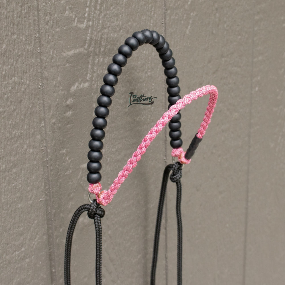 Rose Pink Brow Balancer Silicone Beaded Draw Bit Headstall