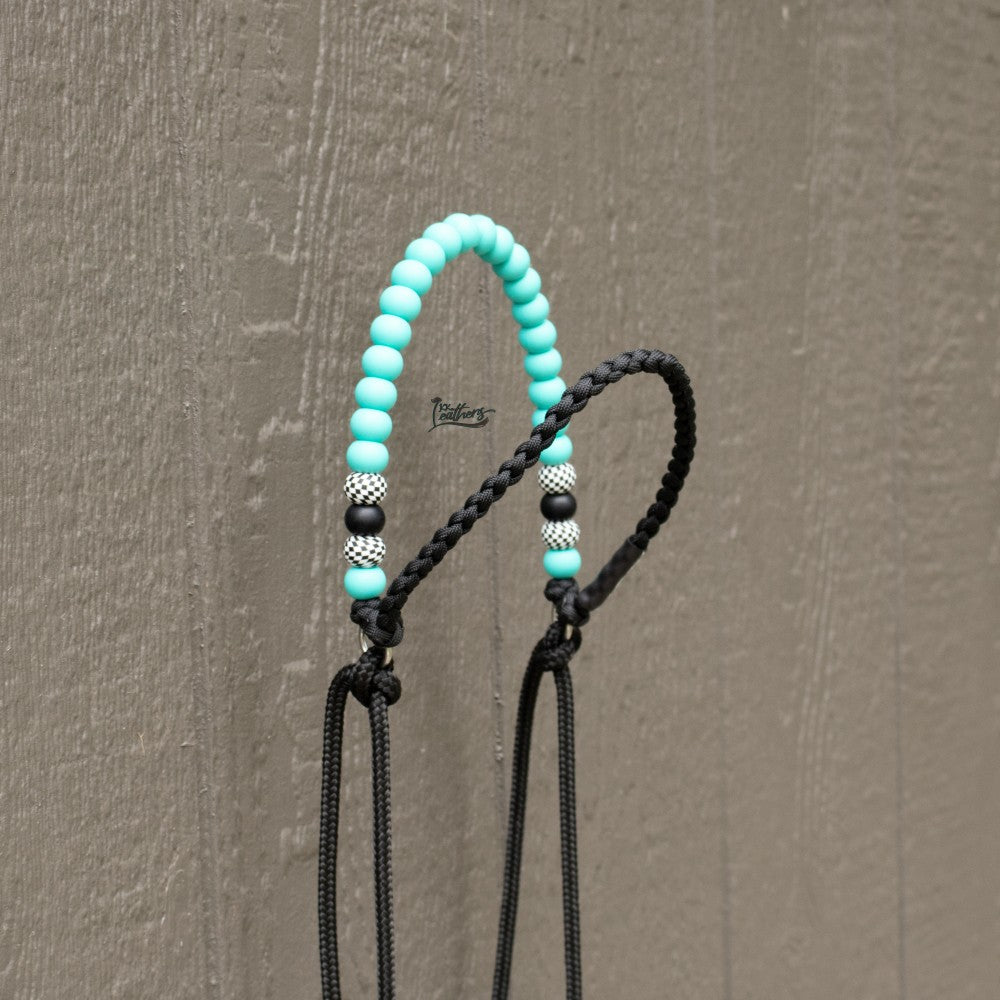 Turquoise Checkered Brow Balancer Silicone Beaded Draw Bit Headstall