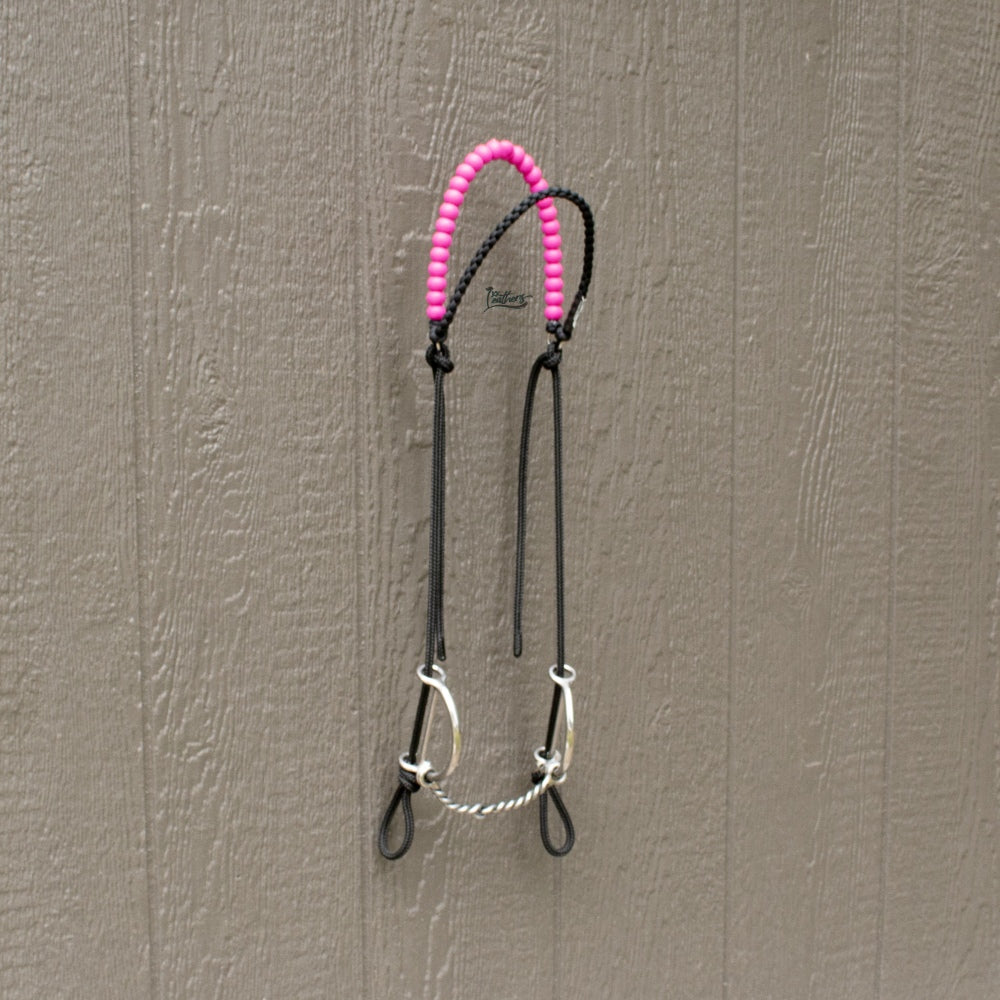 Fuschia Pink Checkered Brow Balancer Silicone Beaded Draw Bit Headstall