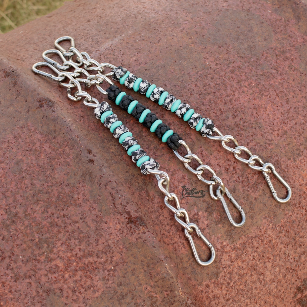 Turquoise n Checkered Knotted Curb Chain