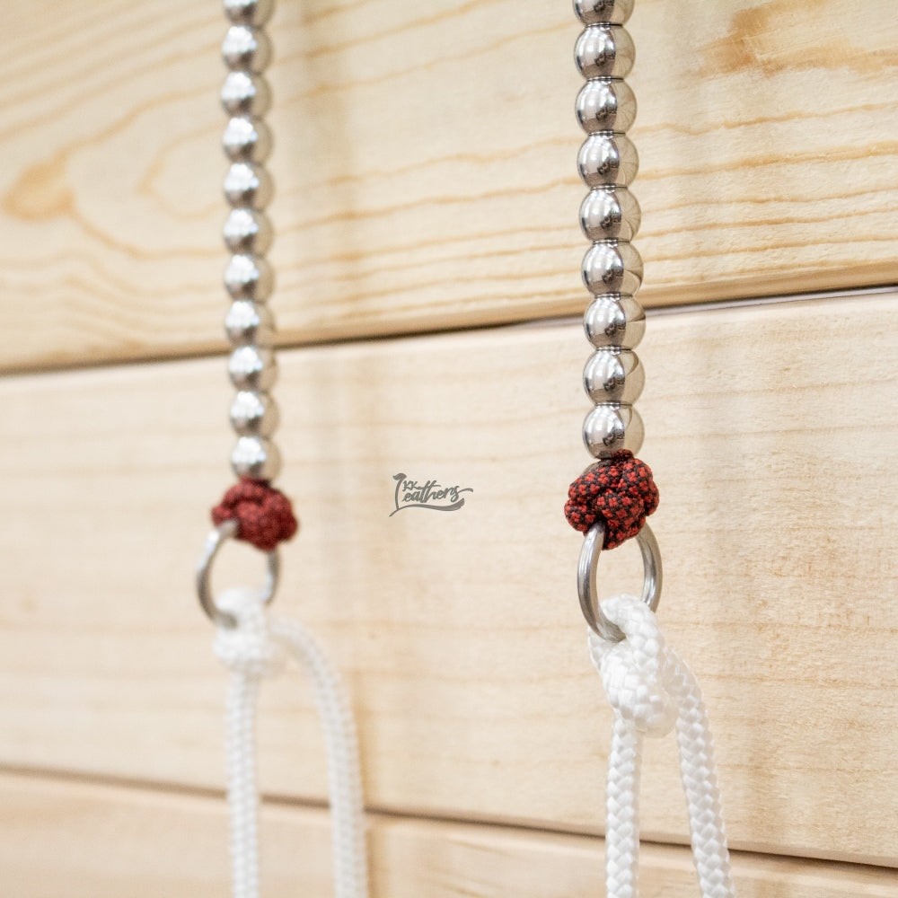 Red and Black Stainless Steel Beaded Draw Bit Headstall