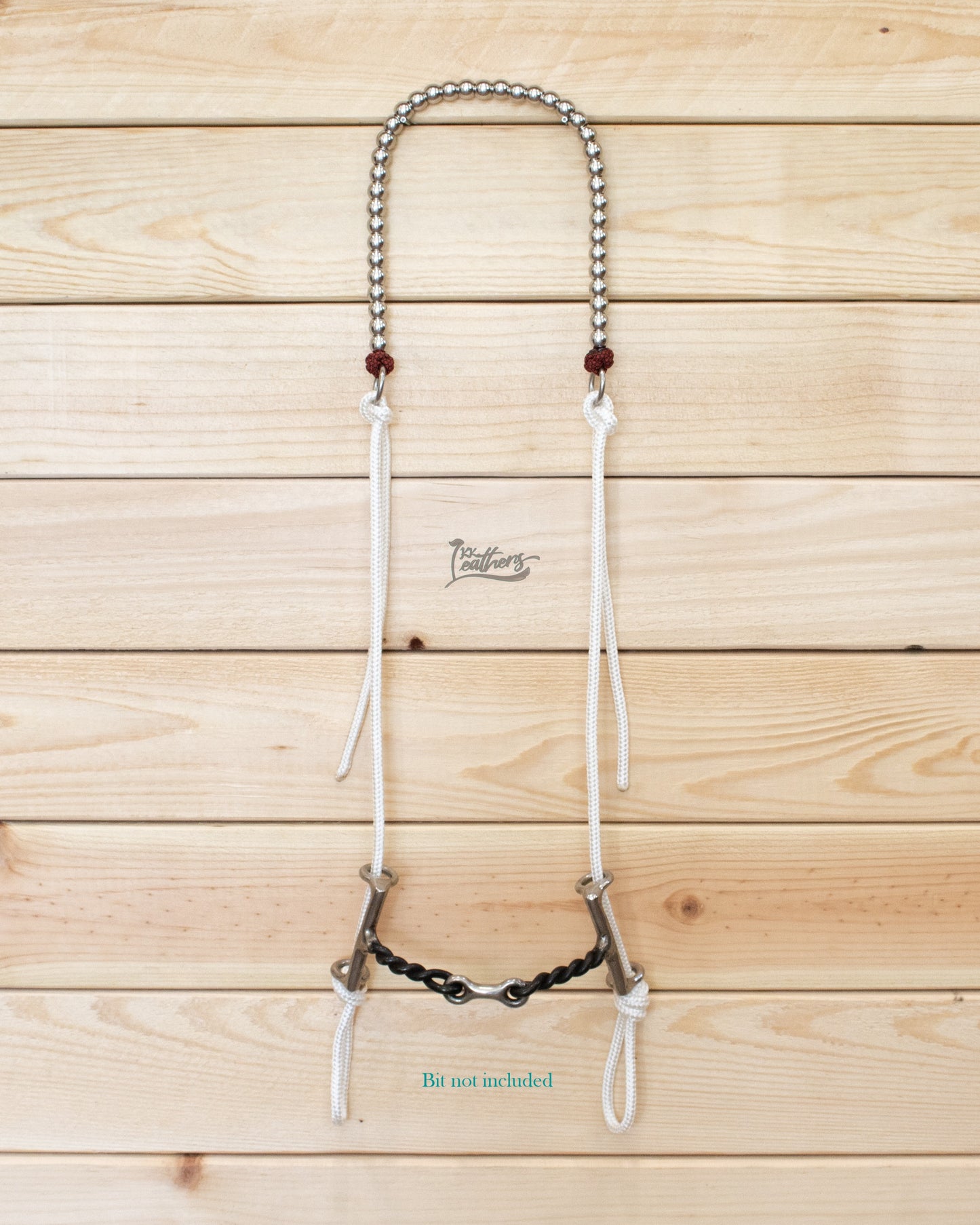 Red and Black Stainless Steel Beaded Draw Bit Headstall