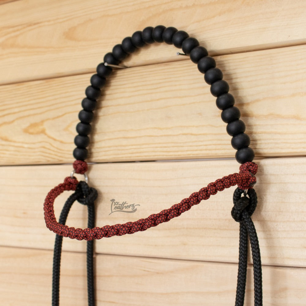 Silicone Beaded Paracord Browband Draw Bit Headstall
