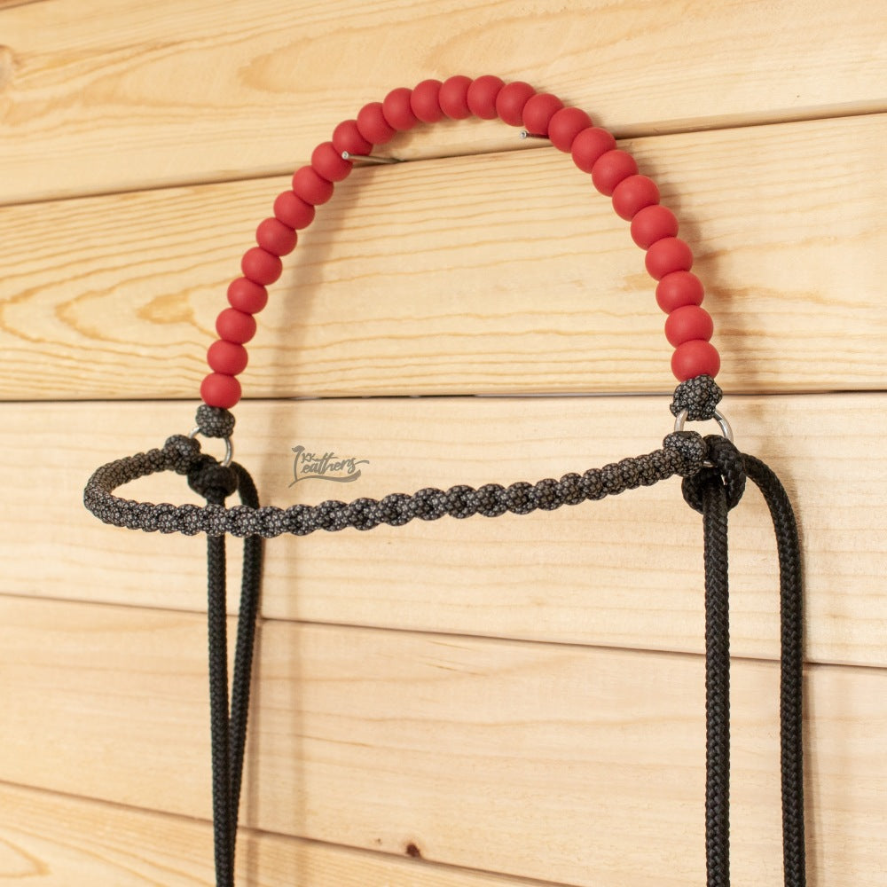 Silicone Beaded Paracord Browband Draw Bit Headstall