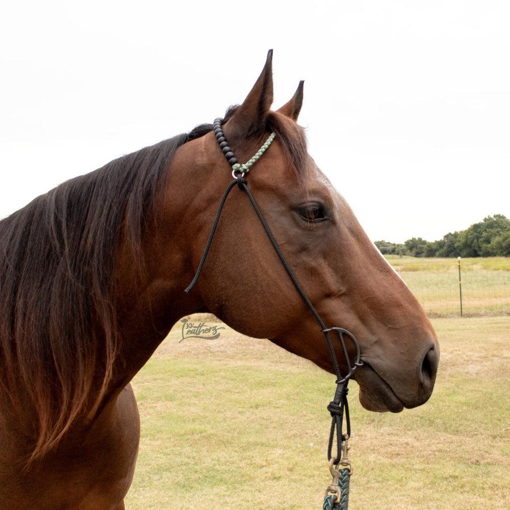 Silicone Beaded Paracord Browband Draw Bit Headstall