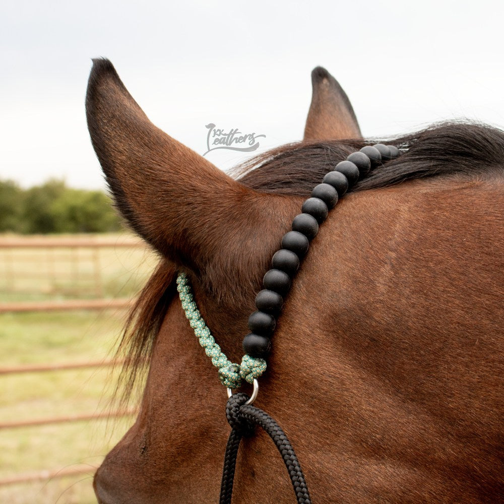 Silicone Beaded Paracord Browband Draw Bit Headstall