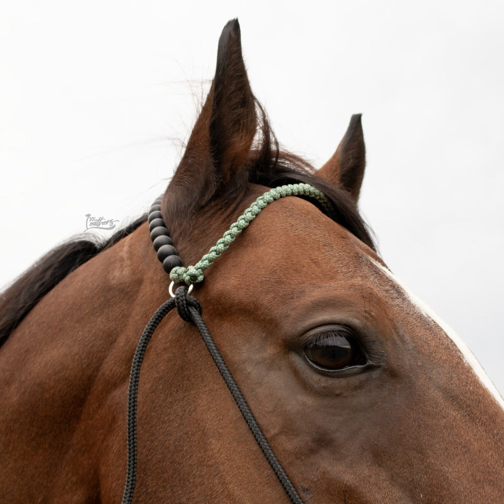 Silicone Beaded Paracord Browband Draw Bit Headstall
