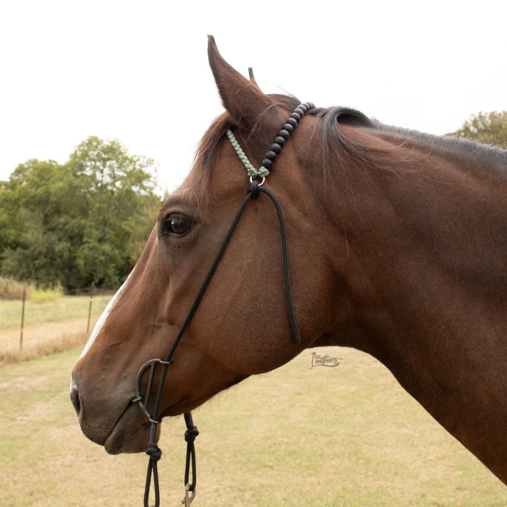 Silicone Beaded Paracord Browband Draw Bit Headstall