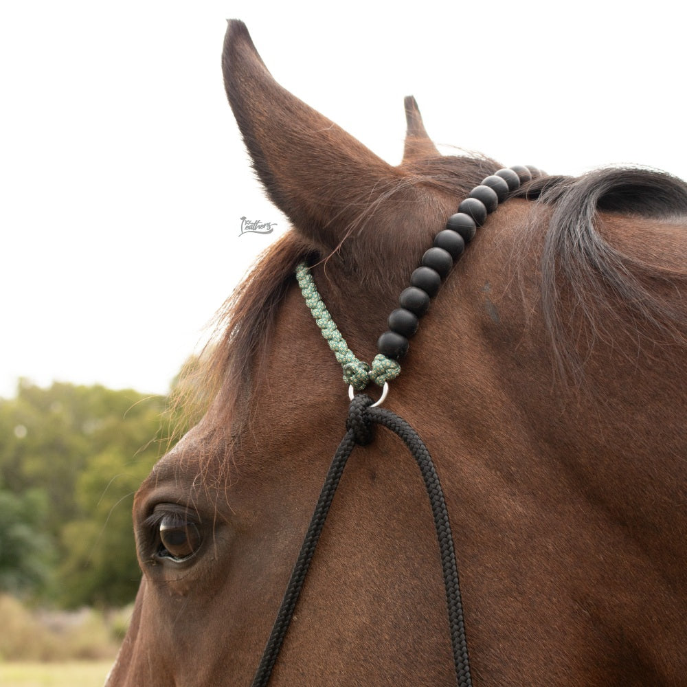 Silicone Beaded Paracord Browband Draw Bit Headstall