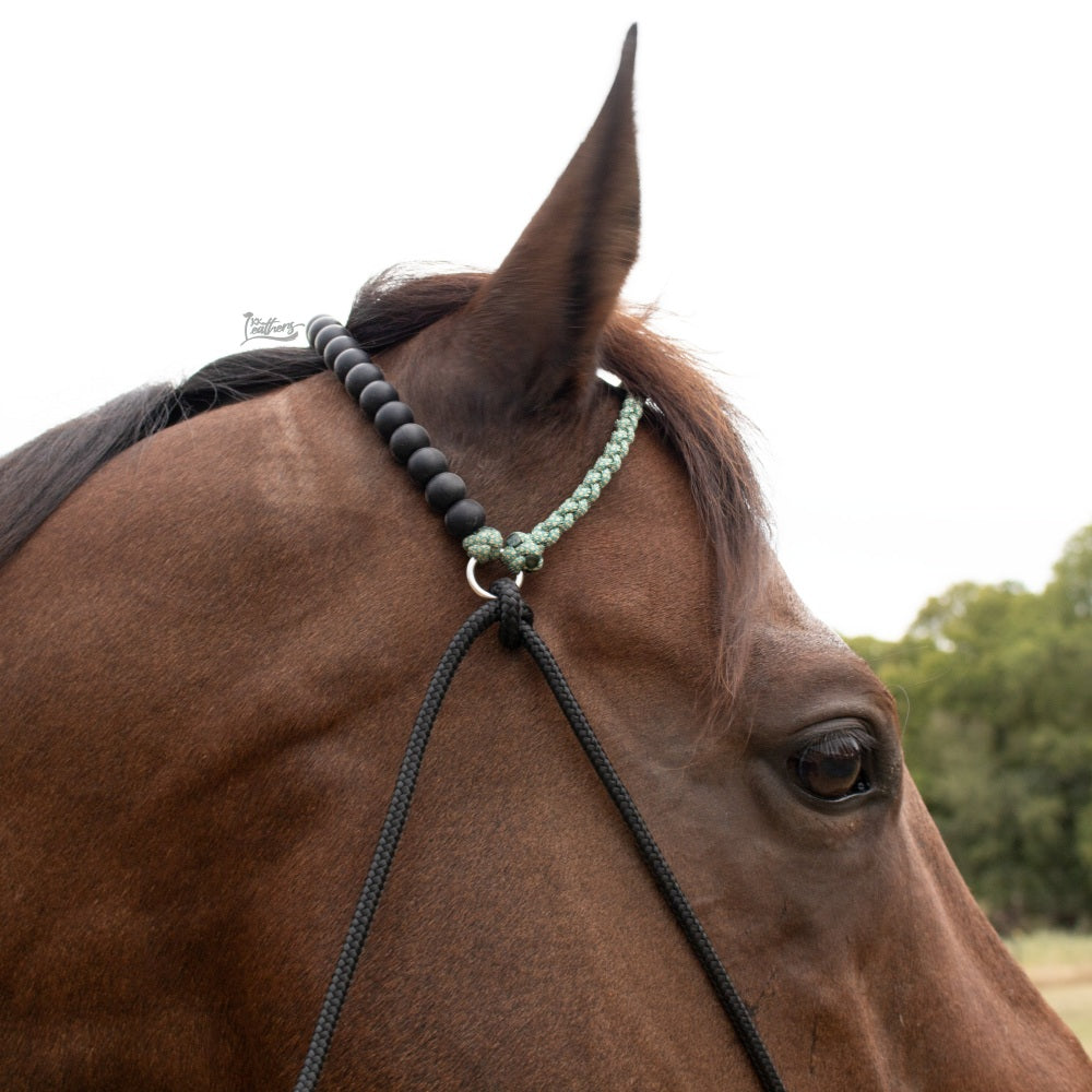 Silicone Beaded Paracord Browband Draw Bit Headstall