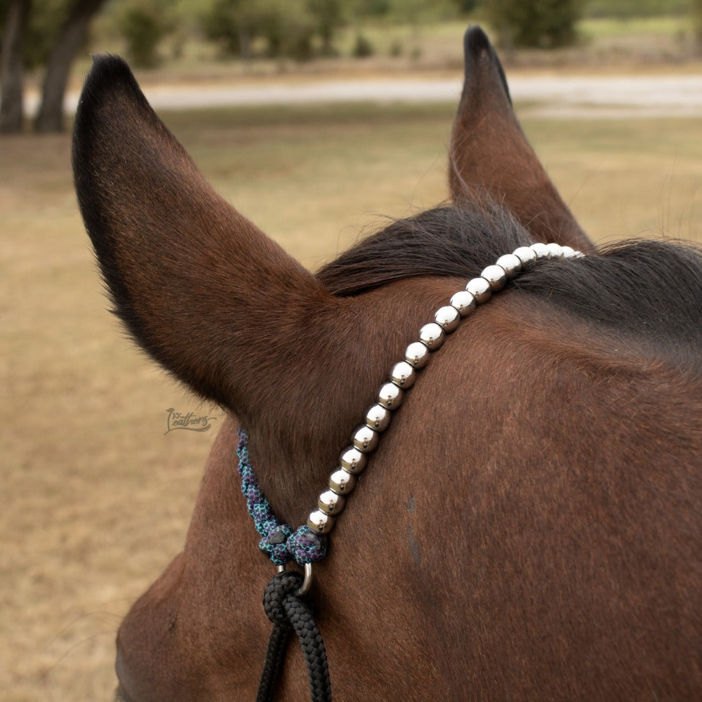 Stainless Steel Beaded Paracord Browband Draw Bit Headstall