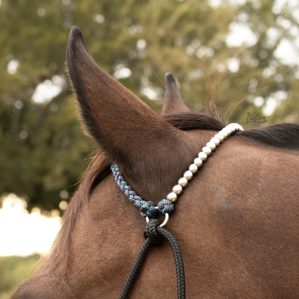 Stainless Steel Beaded Paracord Browband Draw Bit Headstall