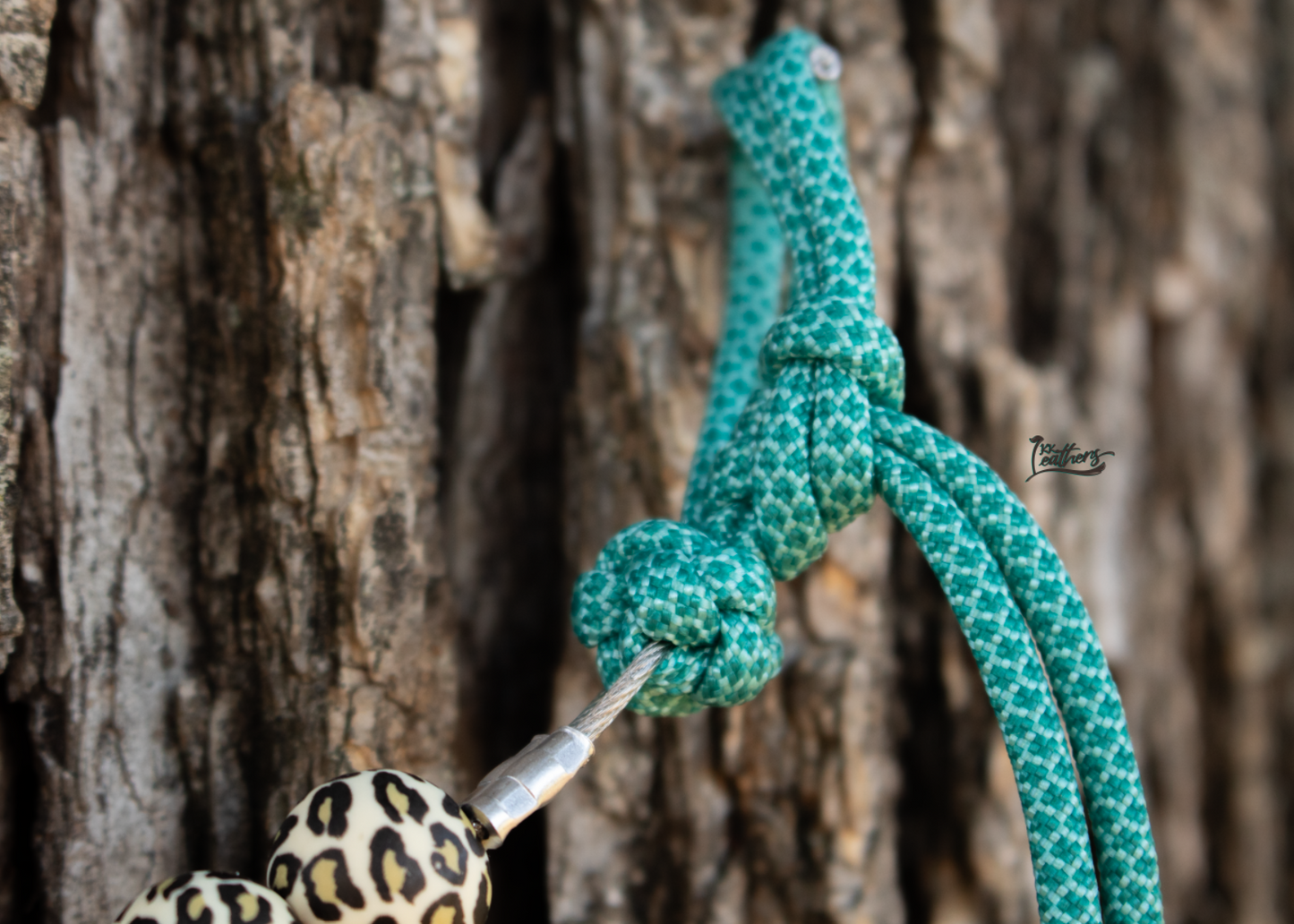 Turquoise Diamond Leopard Silicone Beaded Curb Strap