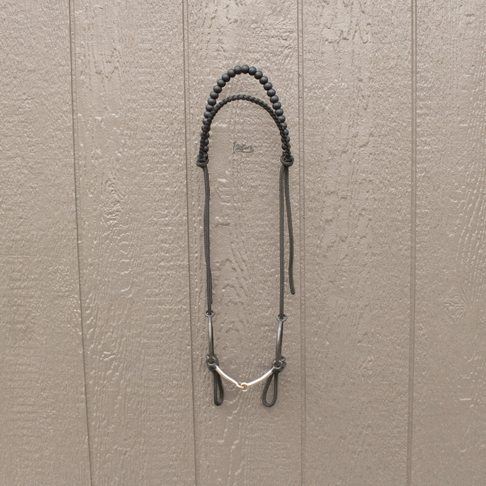 Black Silicone Beaded Paracord Browband Draw Bit Headstall