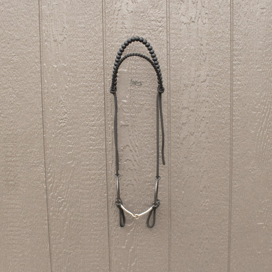 Black Silicone Beaded Paracord Browband Draw Bit Headstall