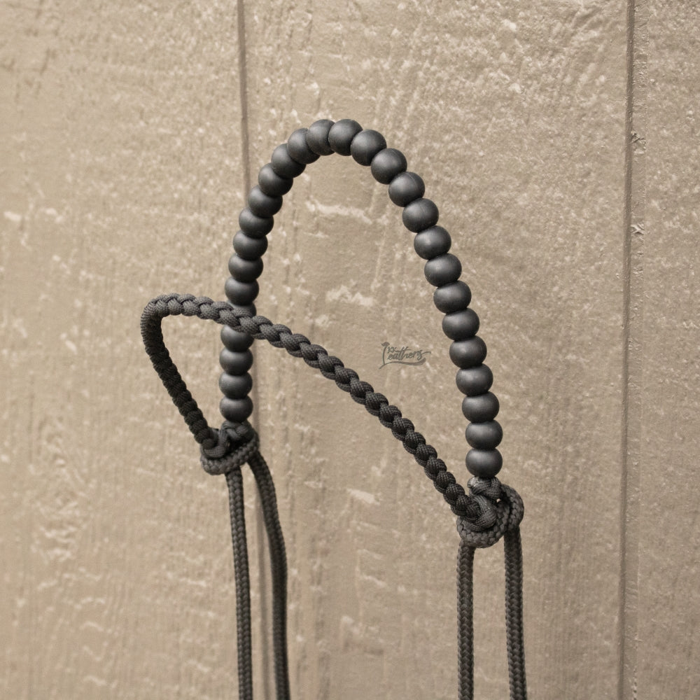 Black Silicone Beaded Paracord Browband Draw Bit Headstall