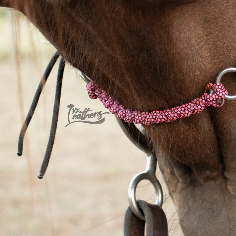 Pink and Black Diamond Braided Paracord Gag Bit Curb Strap