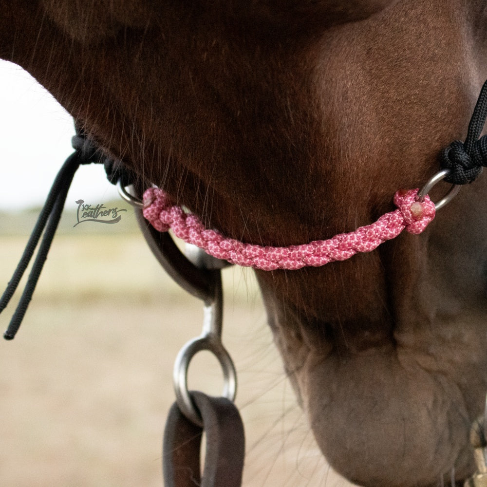 Pink Diamond Braided Paracord Gag Bit Curb Strap