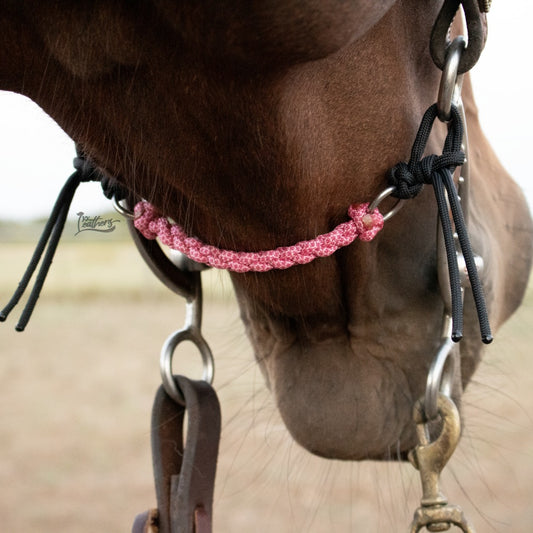 Pink Diamond Braided Paracord Gag Bit Curb Strap