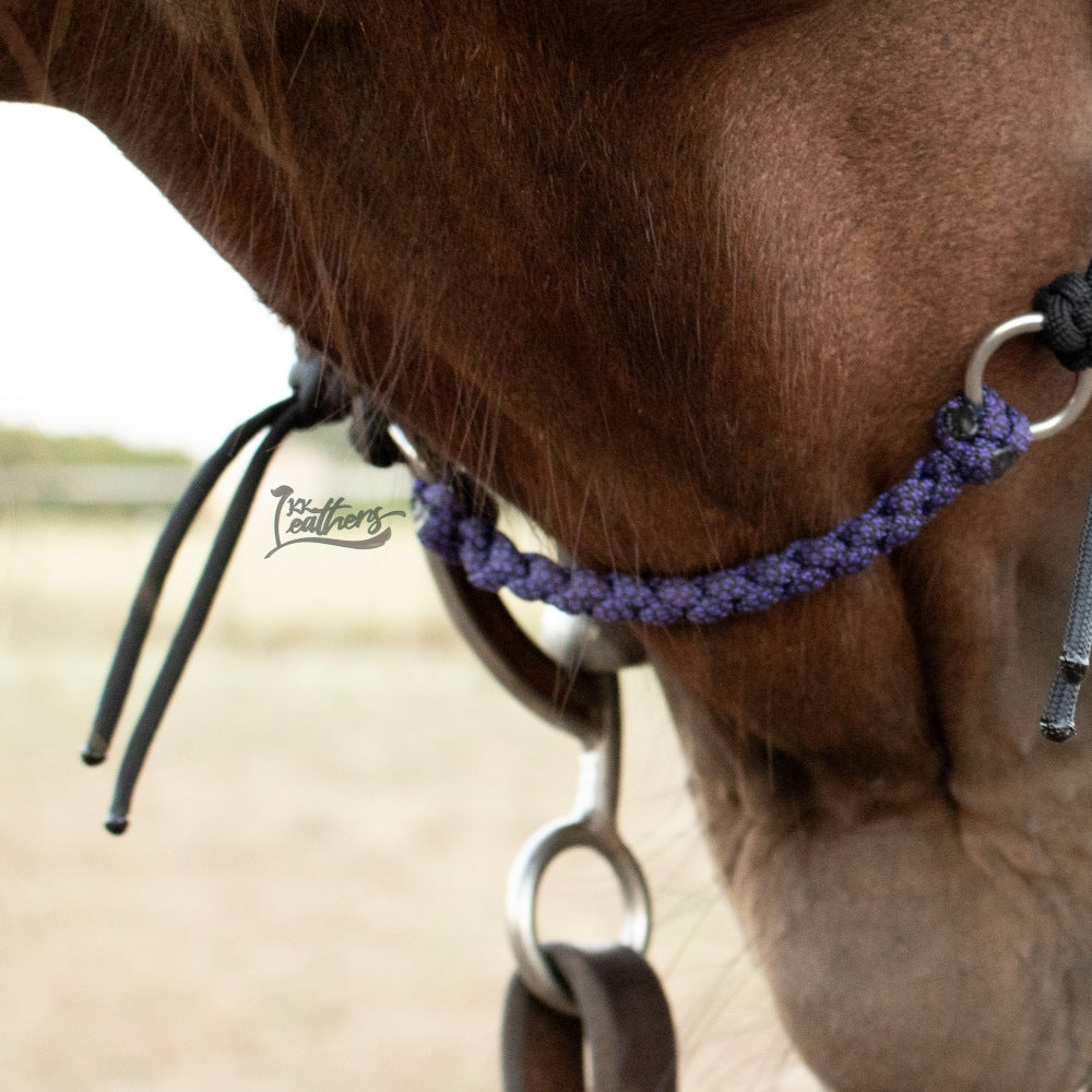 Purple Black Diamond Braided Paracord Gag Bit Curb Strap