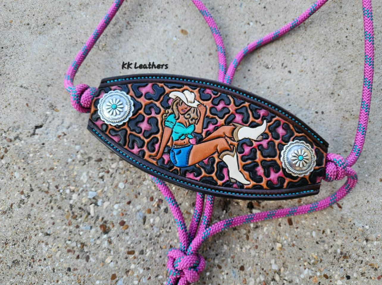 Pink Leopard Pinup Girl Rope Bronc Halter