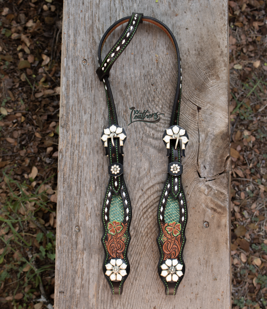 Lucky Charms Green and Gold Single Ear Headstall