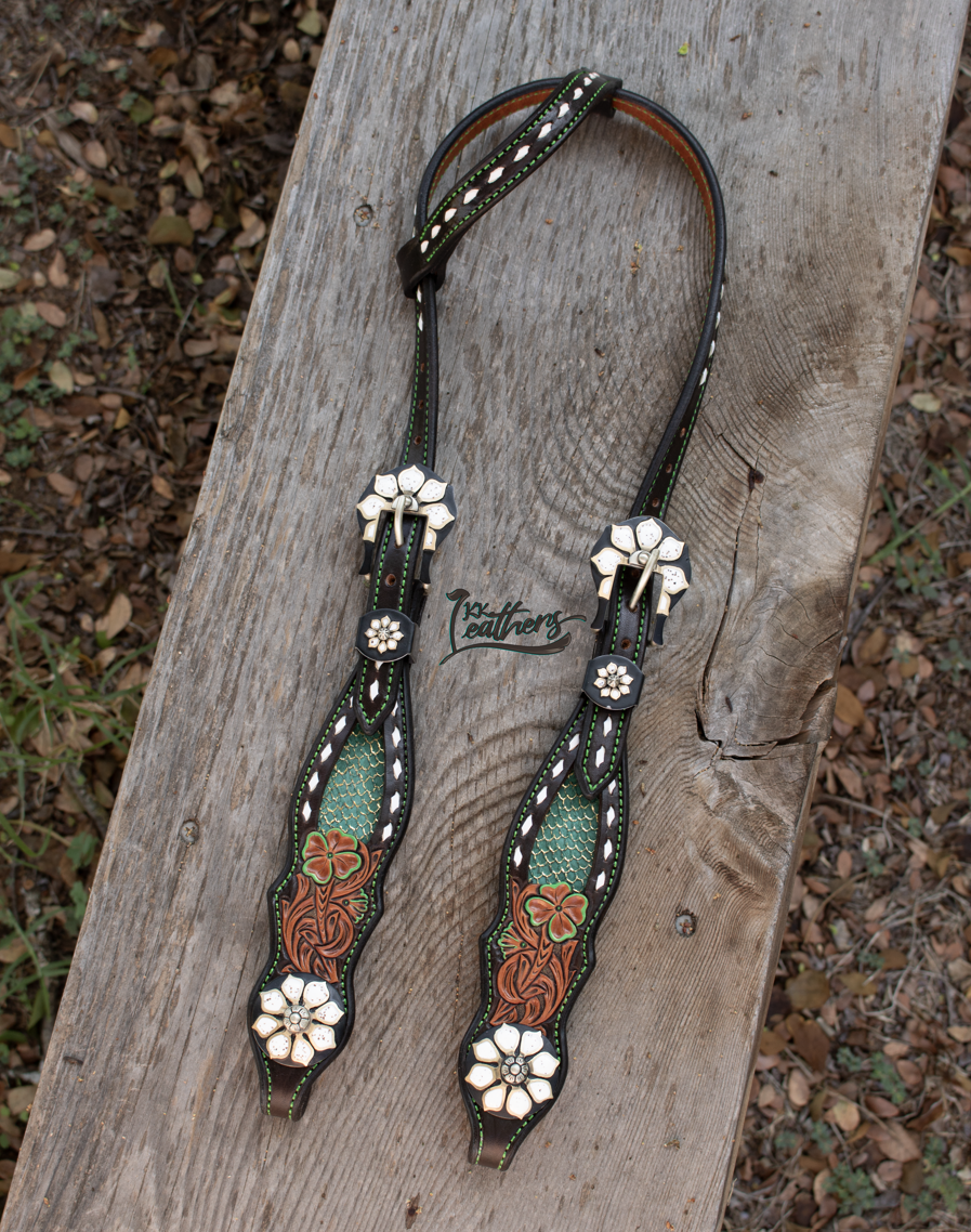 Lucky Charms Green and Gold Single Ear Headstall