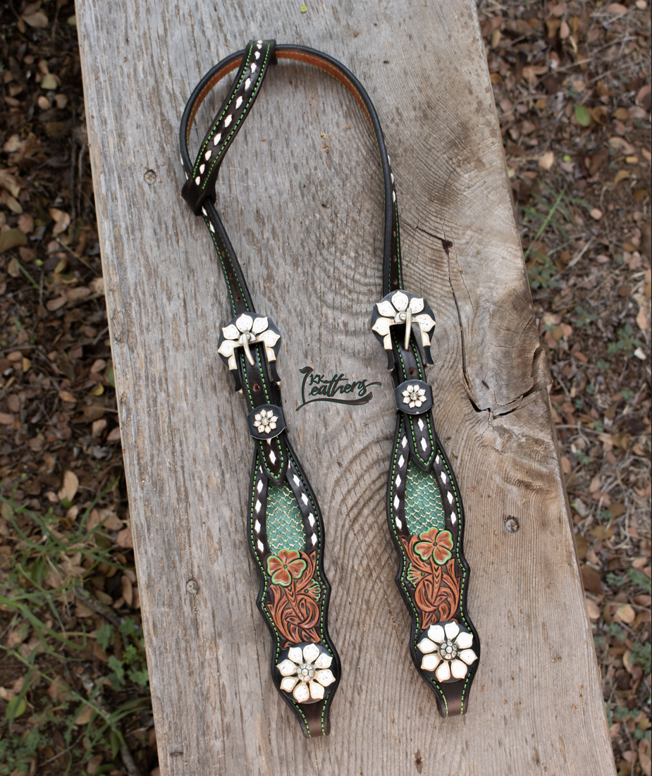 Lucky Charms Green and Gold Single Ear Headstall