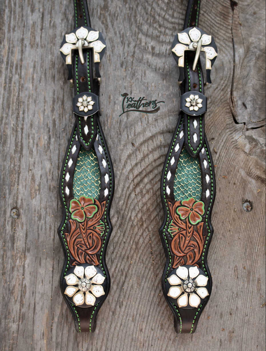 Lucky Charms Green and Gold Single Ear Headstall