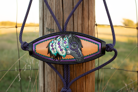 Purple Turquoise War Horse Rope Bronc Halter