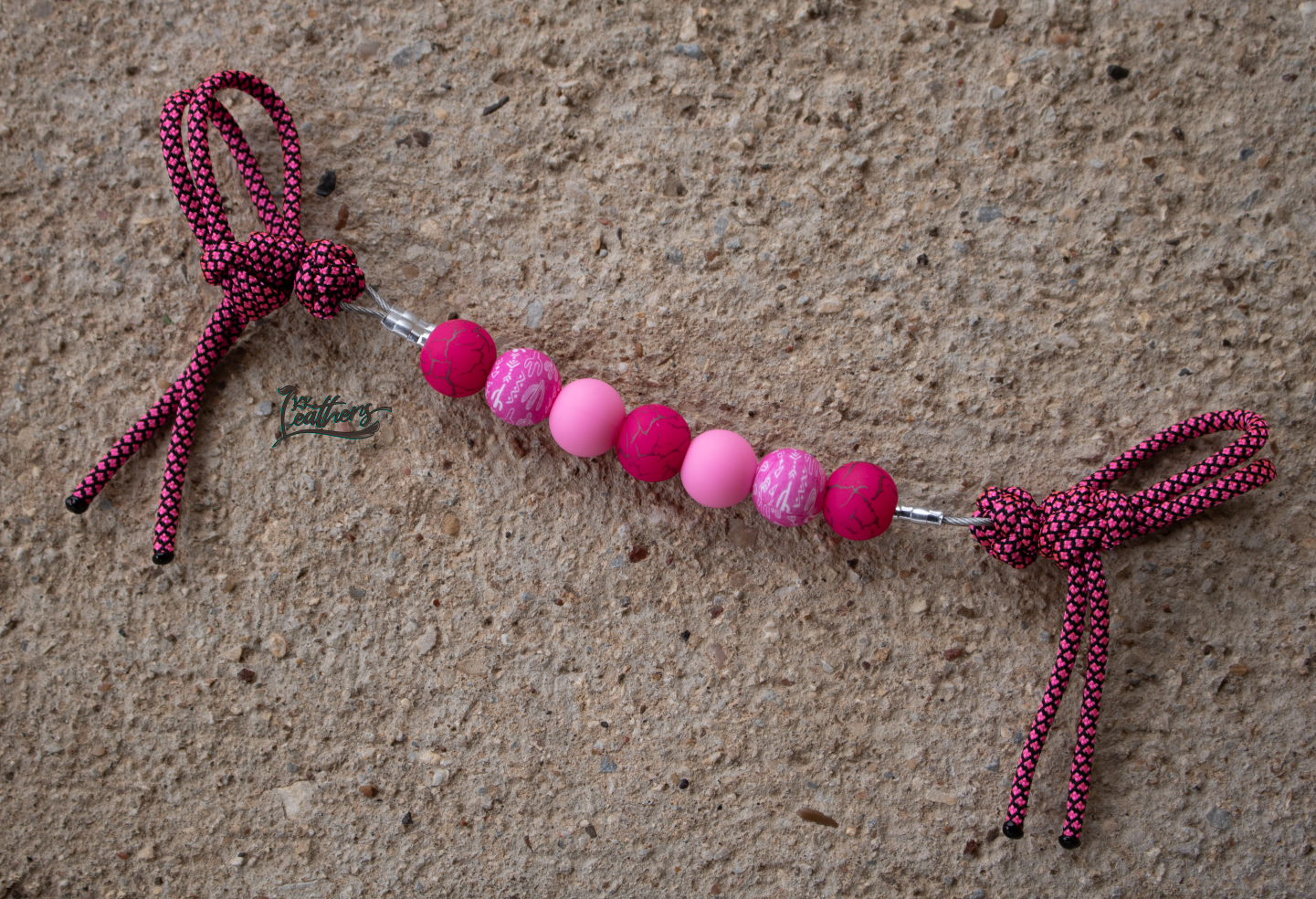 Pretty in Pink Cactus Silicone Beaded Curb Strap