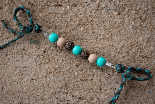 Tan Turquoise Aztec Silicone Beaded Curb Strap