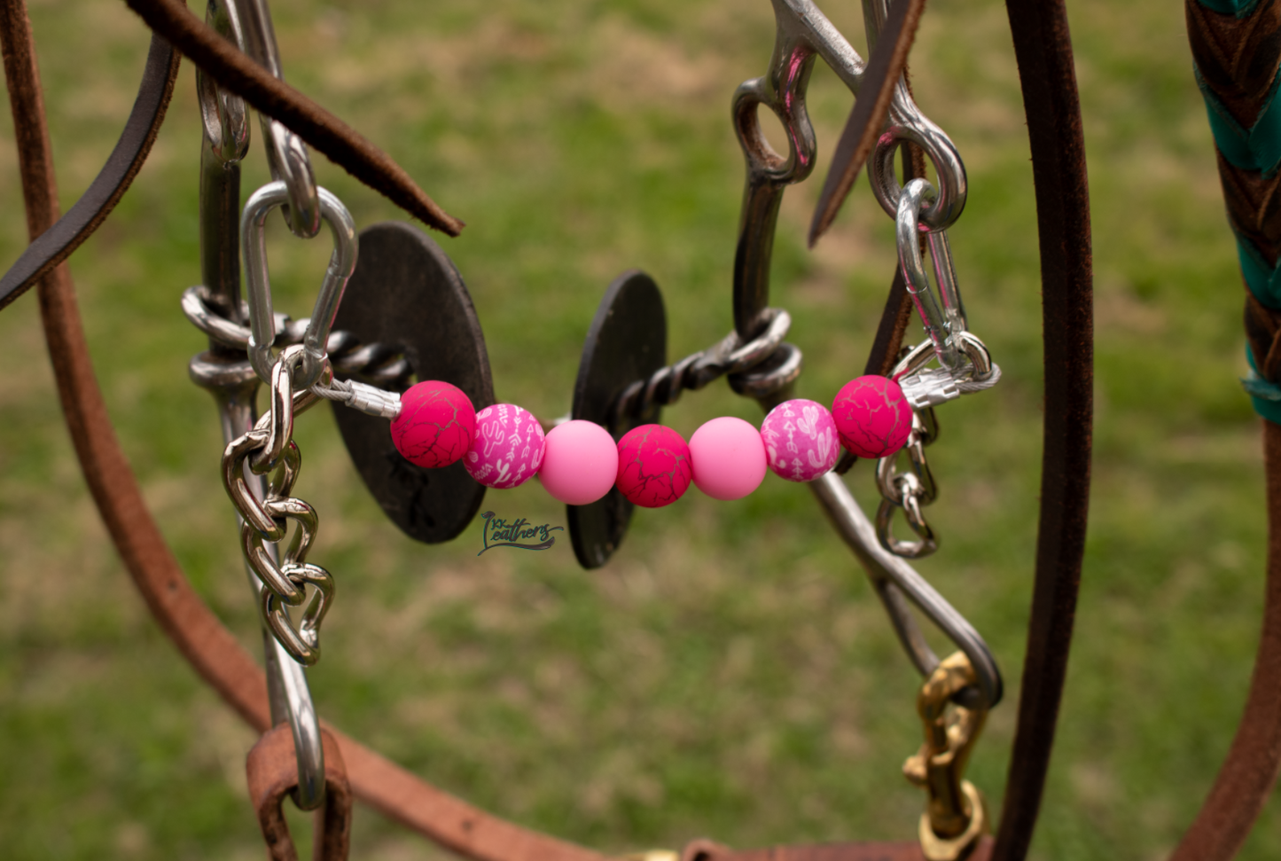 Pretty in Pink Cactus Silicone Beaded Chain Curb Strap