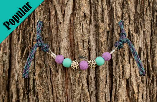 Turquoise Purple Crackle Leopard Silicone Beaded Curb Strap