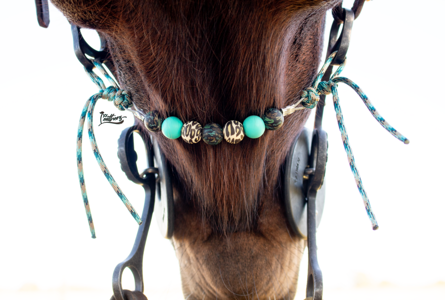 Turquoise Crackle Cactus Leopard Silicone Beaded Curb Strap