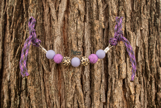 Purple Crackle Lavender Leopard Silicone Beaded Curb Strap