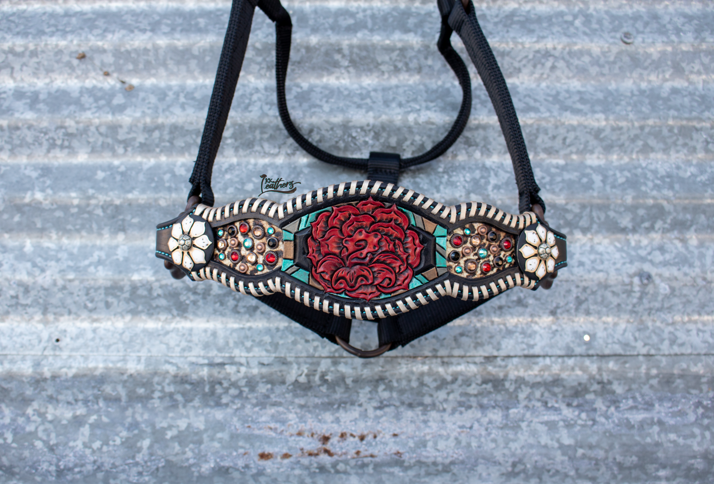 Vintage Zuni Rose Whipstitch Bronc Halter