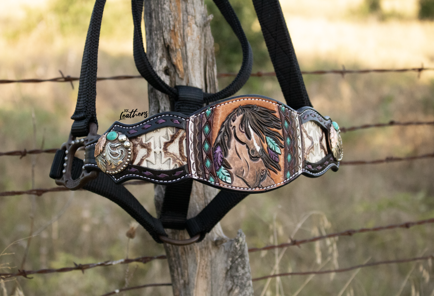 Wild Horses Buckstitched Bronc Halter