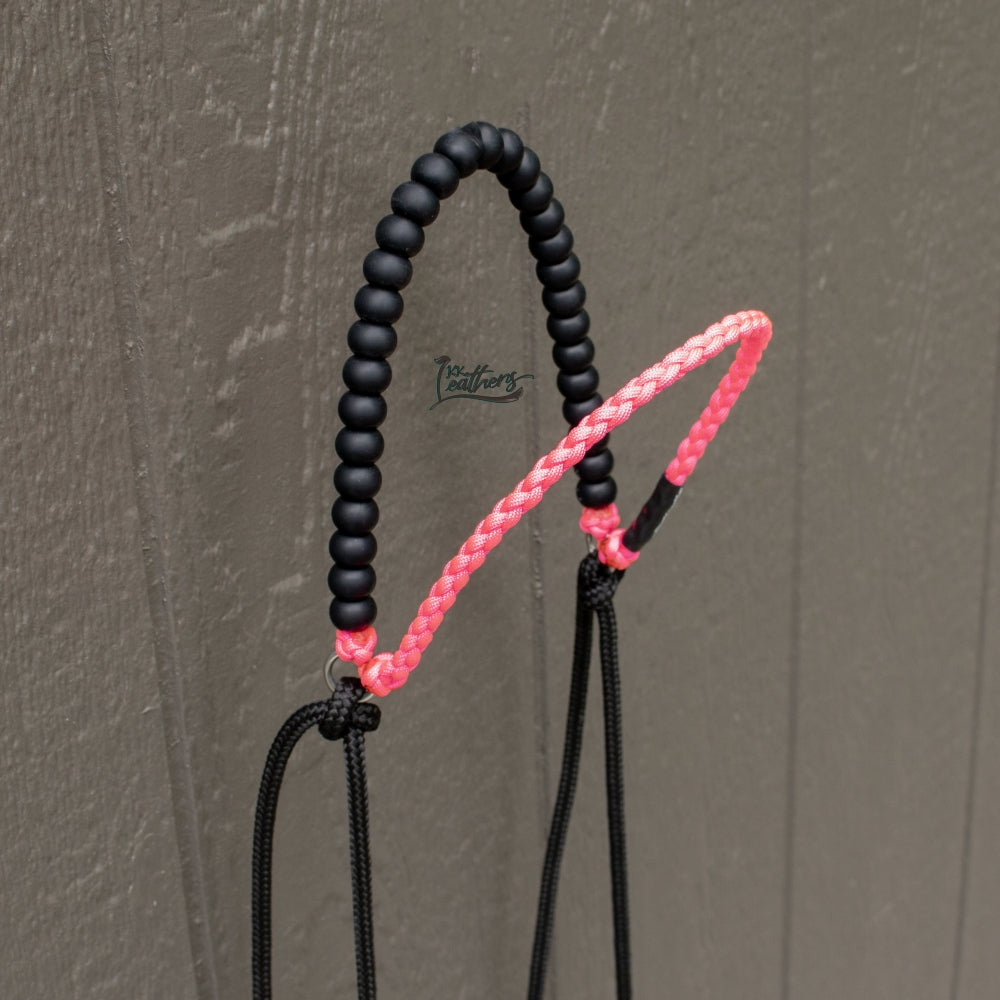 Neon Pink Brow Balancer Silicone Beaded Draw Bit Headstall